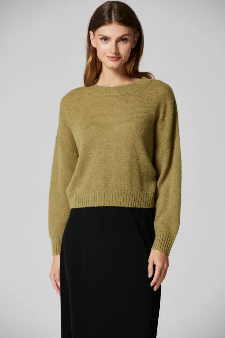 Grüner Pullover aus Alpaka-Wollmischung