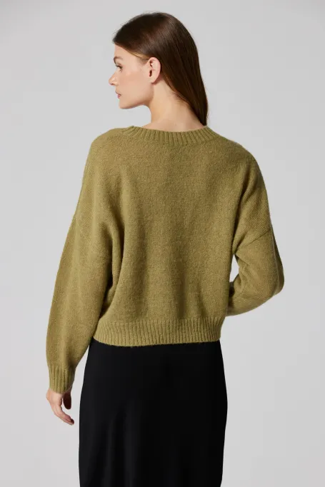 Grüner Pullover aus Alpaka-Wollmischung