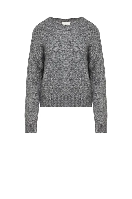 Grauer Pullover mit Alpakawolle