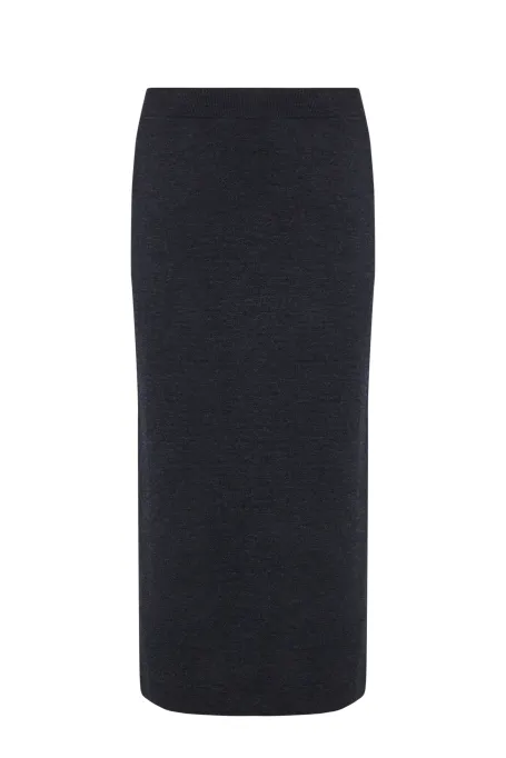 Grauer Midirock aus Merinowolle