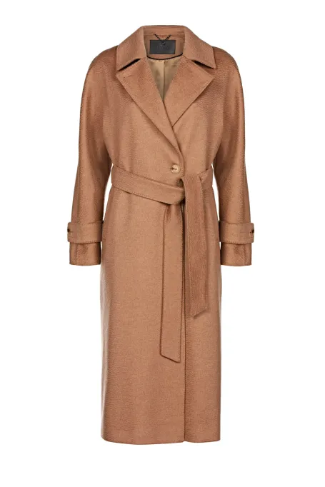 Kamelhaar-Mantel aus Kamelhaar mit Gürtel