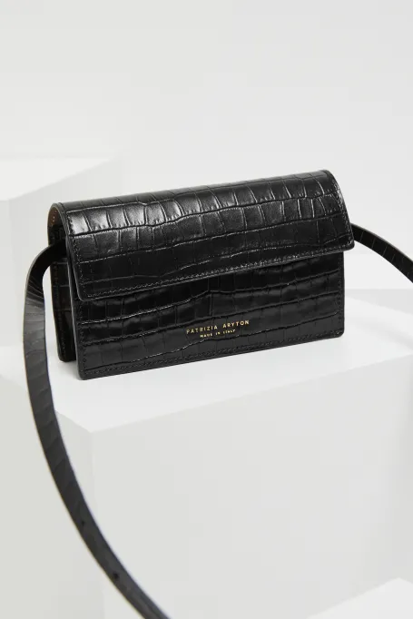 Schwarze kleine Lederhandtasche Lilly