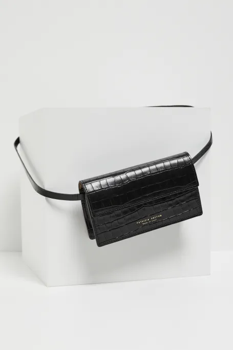Schwarze kleine Lederhandtasche Lilly