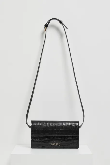 Schwarze kleine Lederhandtasche Lilly