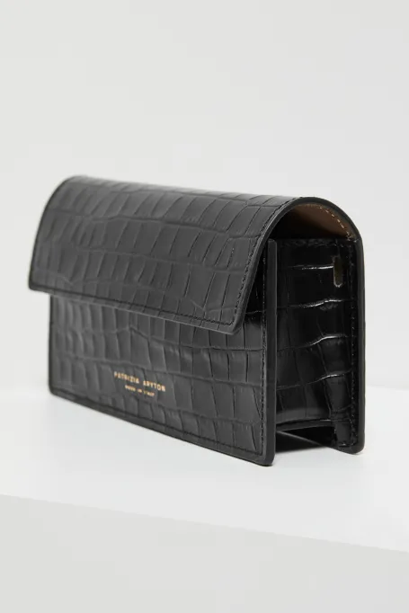 Schwarze kleine Lederhandtasche Lilly