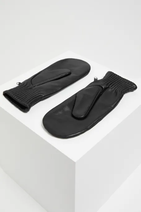 Schwarze Lederhandschuhe