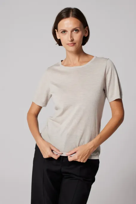 Beige Bluse aus Merinowolle