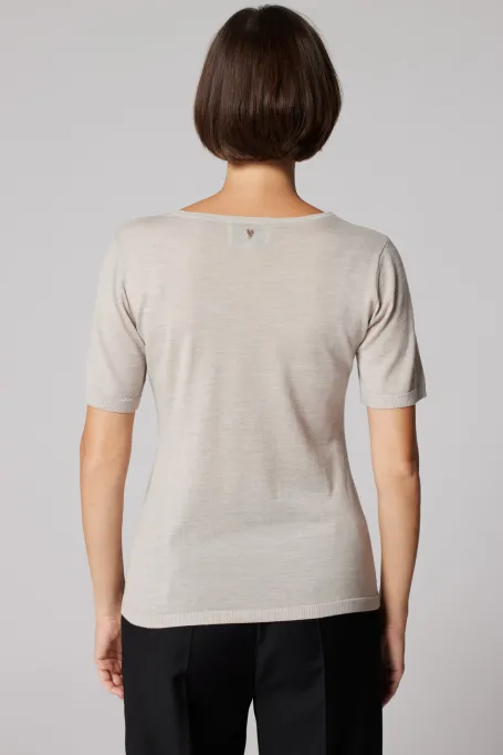 Beige Bluse aus Merinowolle