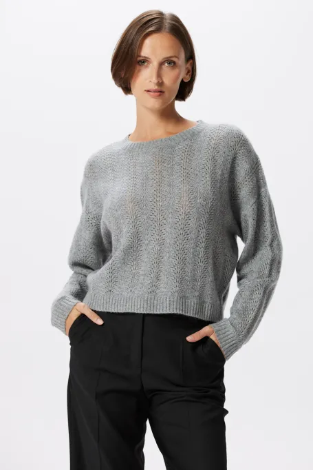 Grauer Wollpullover mit Kaschmir