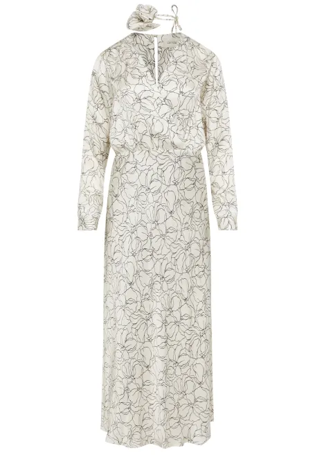 Weißes Kleid mit linearem Muster