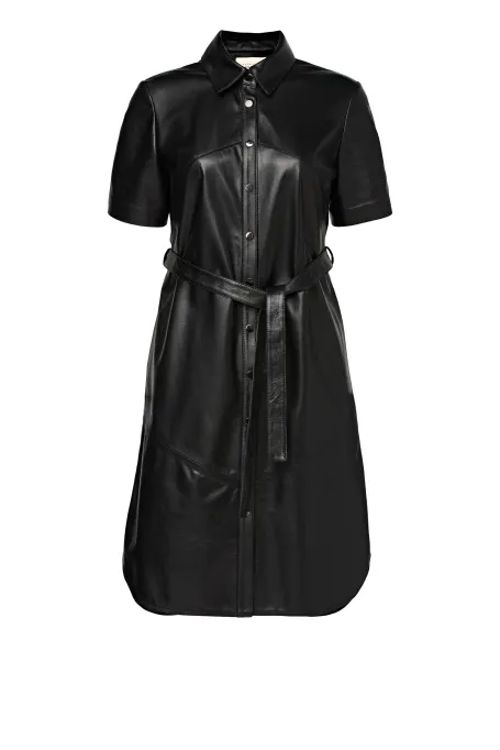 Schwarzes Lederkleid