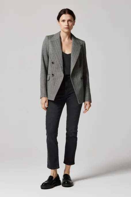 Wollblazer mit Fischgrätmuster