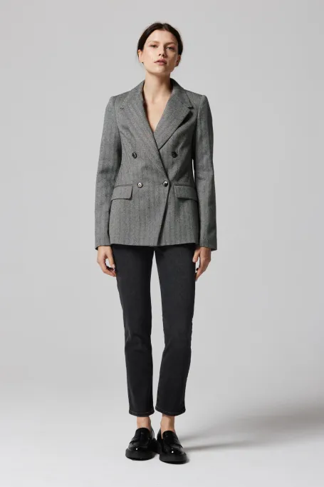 Wollblazer mit Fischgrätmuster