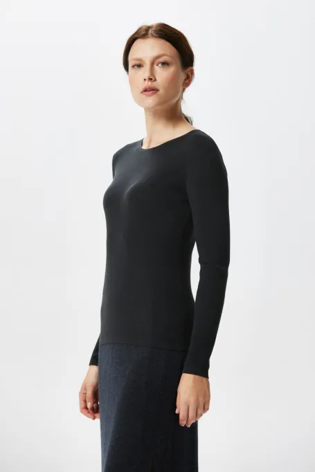 Graue Bluse mit Seide Emilly