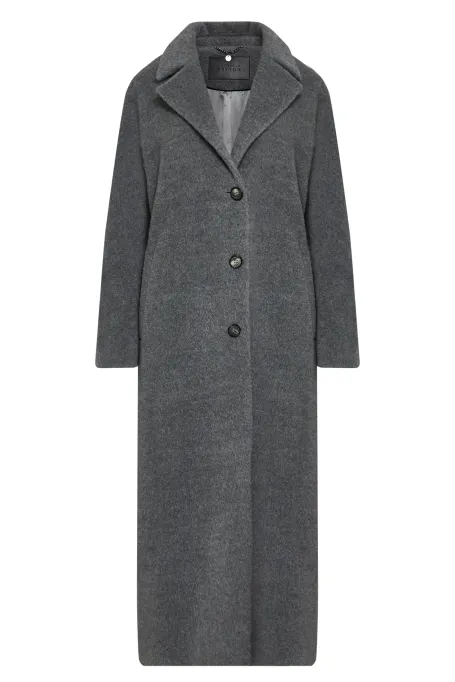 Grauer Wollmantel mit Suri-Alpaka