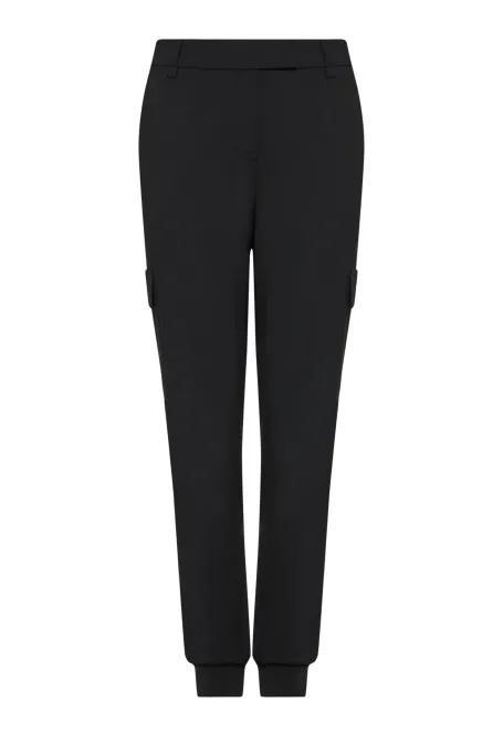 Schwarze Cargo-Hose mit Wolle