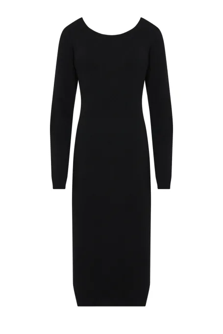 Midi-Kleid aus schwarzem Kaschmir