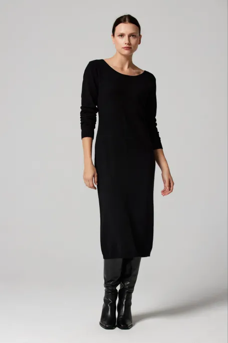 Midi-Kleid aus schwarzem Kaschmir