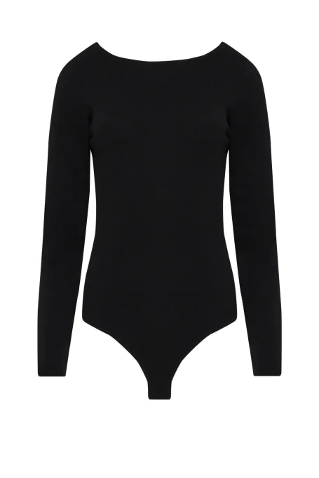 Schwarzer Kaschmir-Body