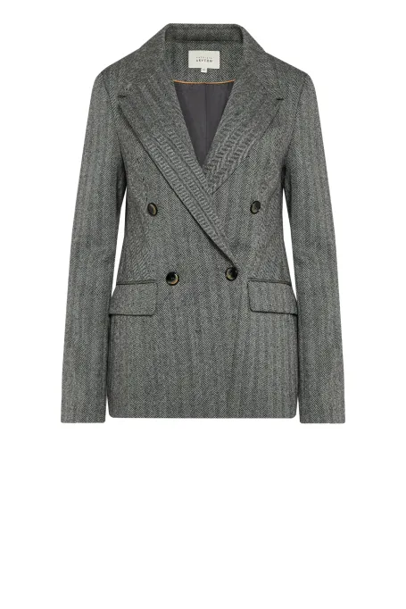 Wollblazer mit Fischgrätmuster