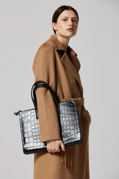 Schwarze Leder-Laptoptasche