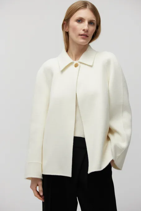 Weiße Doubleface-Jacke mit Seide