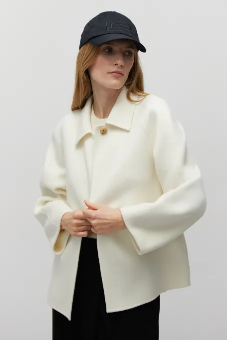 Weiße Doubleface-Jacke mit Seide