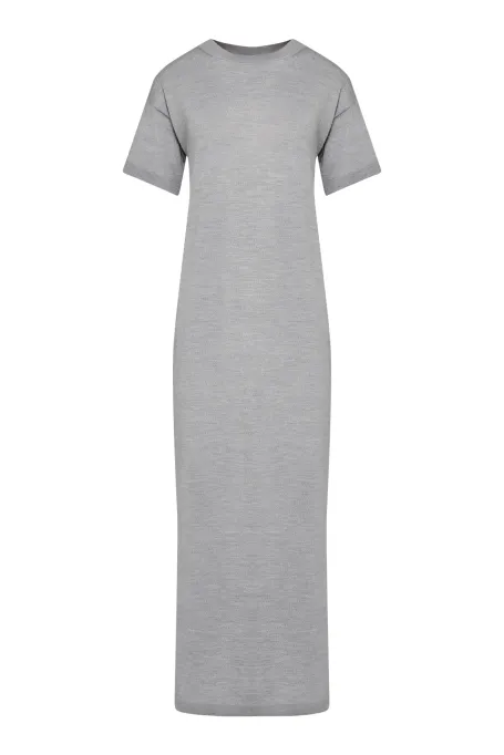 Graues Maxikleid aus Merinowolle