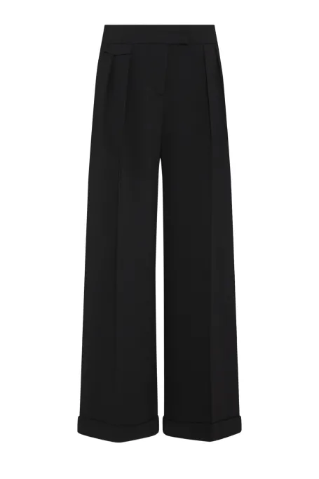 Schwarze weite Hosen mit Bündchen