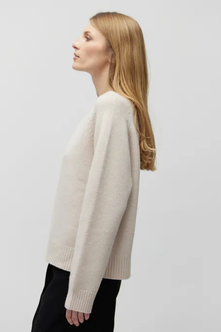 Nudefarbenes Top mit Yak-Wolle