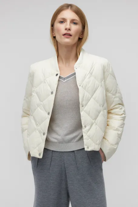 Weiße kurze Jacke mit natürlicher Daune