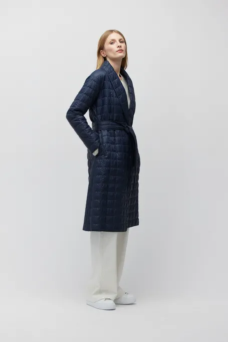 Dunkelblaue Steppjacke mit Füllung aus Kamelhaar