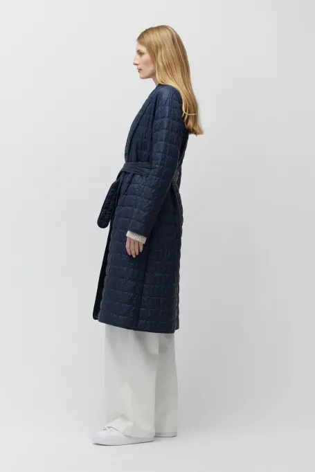 Dunkelblaue Steppjacke mit Füllung aus Kamelhaar