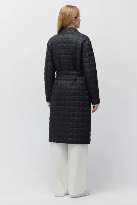 Schwarze gesteppte Jacke mit Kamelwollfüllung