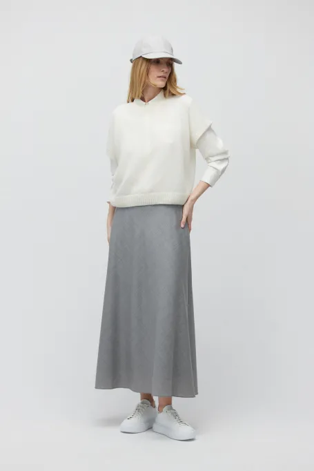 Grauer Woll-Midirock Vivian
