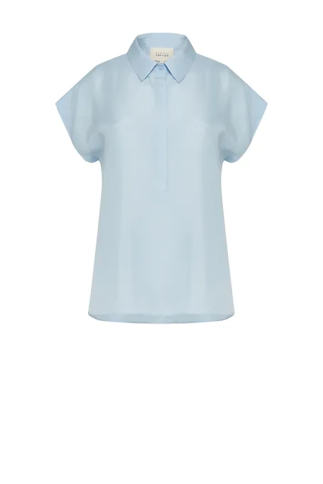 Hellblaues Seidenoberteil