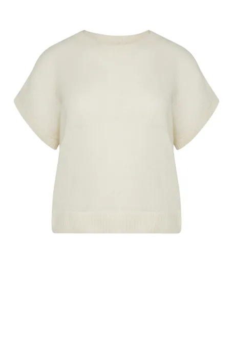 Sahnfarbenes Bluse mit Alpaka-Wollanteil