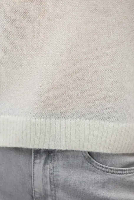Sahnfarbenes Bluse mit Alpaka-Wollanteil