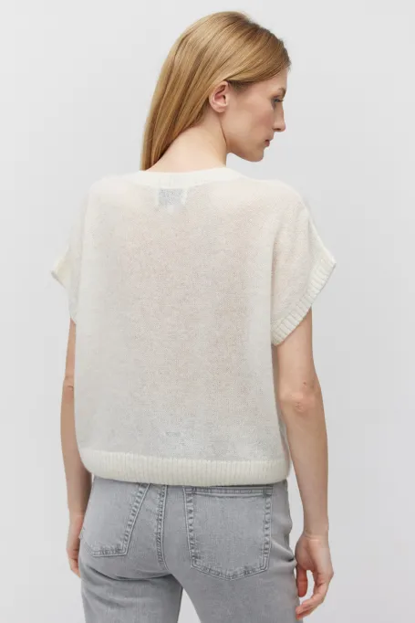 Sahnfarbenes Bluse mit Alpaka-Wollanteil