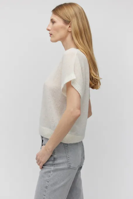 Sahnfarbenes Bluse mit Alpaka-Wollanteil