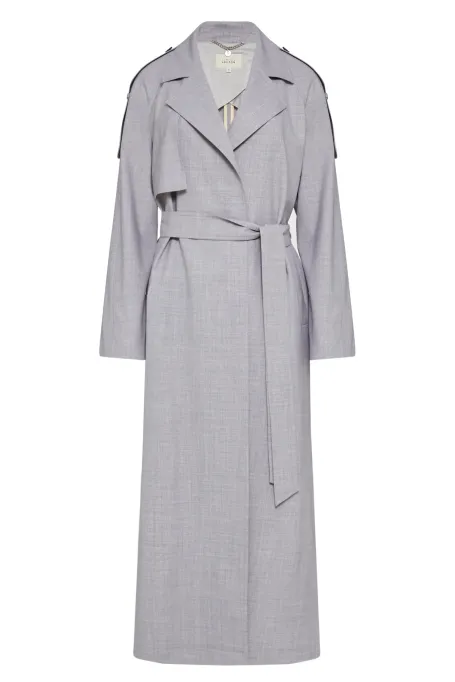 Grauer Woll-Trenchcoat mit Gürtel