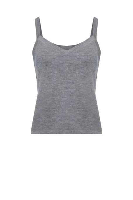 Graues Top aus Merinowolle