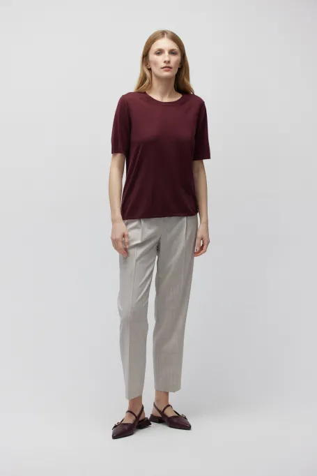 Kurzarm-Pullover aus Merinowolle