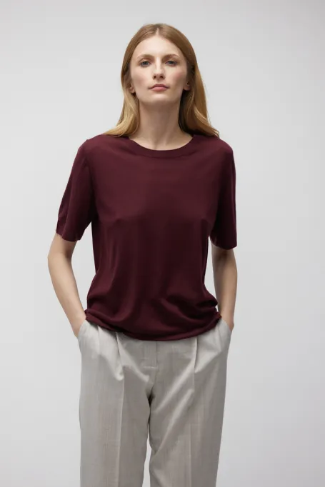Kurzarm-Pullover aus Merinowolle