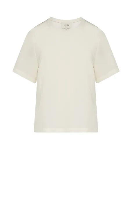 Weiße Bluse mit Seide Brigitte