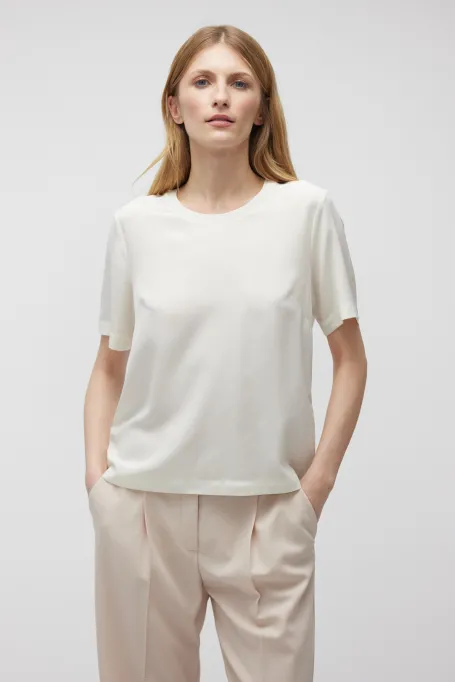 Weiße Bluse mit Seide Brigitte