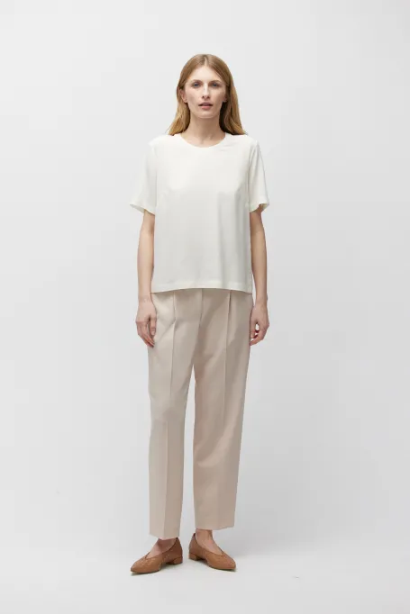 Weiße Bluse mit Seide Brigitte