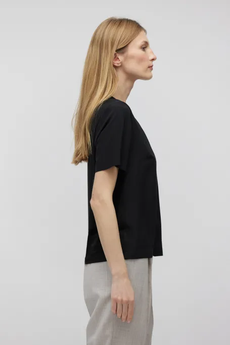 Schwarze Bluse mit Seide Brigitte