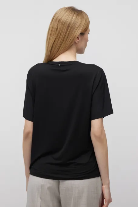 Schwarze Bluse mit Seide Brigitte