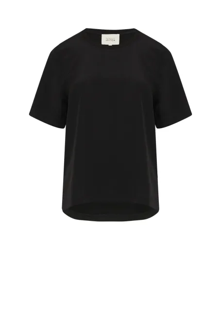 Schwarze Bluse mit Seide Brigitte